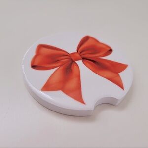 NWT Handmade Ceramic Coaster - Red Bow